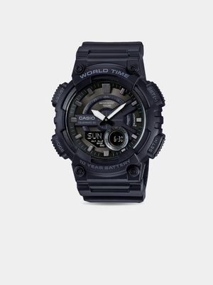 Casio Men's World Time Mono Metallic 3D Dial Watch