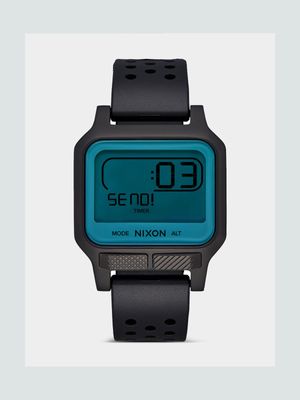 Nixon Men's Heat Black Plated, Aqua Positive Digital Silicone Watch