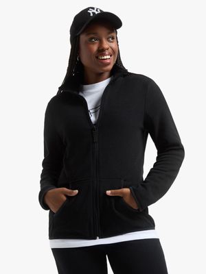 Jet Women's Black Basic Micro Fleece Zip Through Active Top