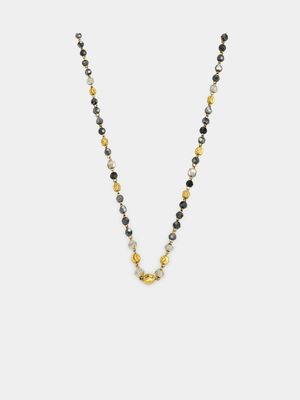 Yellow Gold Faceted Bead Mangal Sutra Y-Chain Necklace
