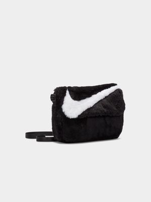 Nike Women's NSW Futura 365 Faux Fur Black Crossbody Bag