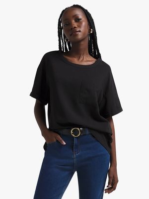 Jet Women's Black Short Sleeve Pocket T Shirt