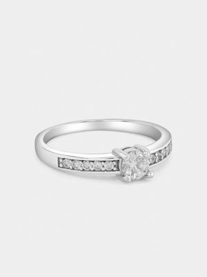 Sterling Silver Cubic Zirconia Channel Promise Ring