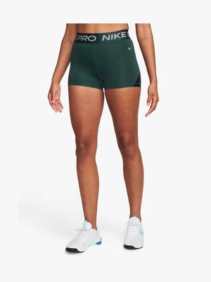 Womens Nike Pro Dri-Fit Mid-Rise 3 Inch Shine Jungle Green Short Tights