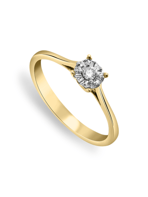 Yellow Gold 0.06ct Diamond Illusion Solitaire Ring