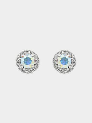 Sterling Silver Crystal Women's October Birthstone Stud Earrings