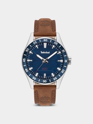 Timberland Men's Calverton Stainless Steel Brown Leather Watch