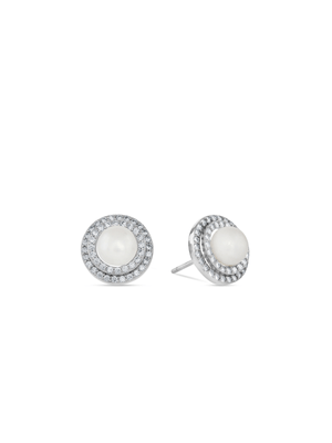 Sterling Silver Freshwater Pearl Double Halo Women’s Stud Earrings