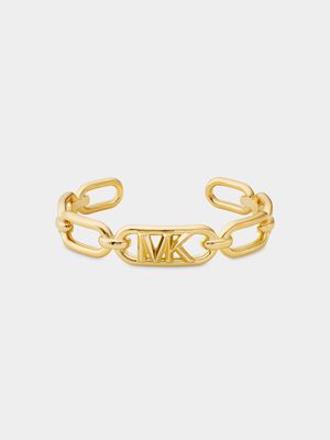 Michael Kors MK Statement Link Collection Gold Plated Frozen Empire Link Cuff Bangle