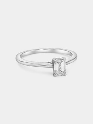 White Gold 0.6ct Lab Grown Diamond Solitaire Emerald-Cut Ring