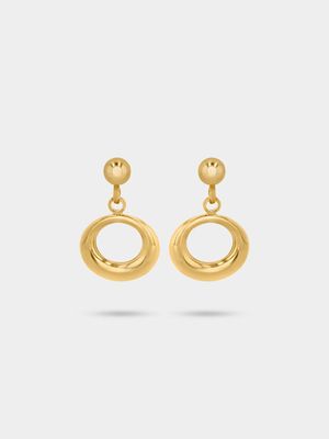 Sterling Silver & Yelllow Gold Round Drop Earrings