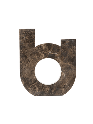 dinner candle holder looped brown marble 15x13cm