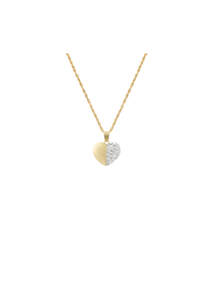 Yellow Gold & Sterling Silver, Crystal Heart pendant on a chain