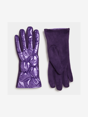 Women's Purple Quilted Gloves