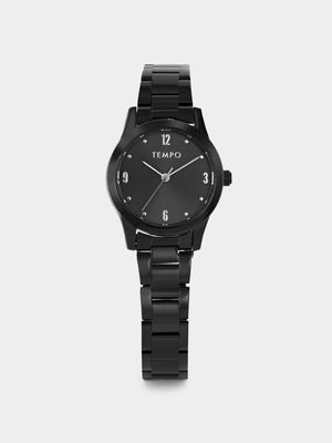 Tempo Black Plated Gunmetal Dial Bracelet Watch