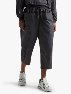 Women's Charcoal Taslon Cargo Culotte Pants