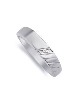 Sterling Silver Men's Diagonal Design Ring