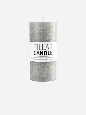 pillar candle rustic light grey 7.3x15cm