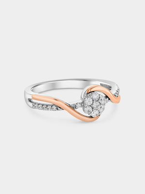 Rose Gold & Sterling Silver Lab Grown Diamond Cluster Embrace Ring