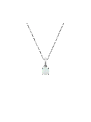 Sterling Silver Diamond & Created Opal Birthstone Pendant