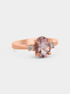 Rose Gold Diamond & Pink Morganite Oval Women’s Ring
