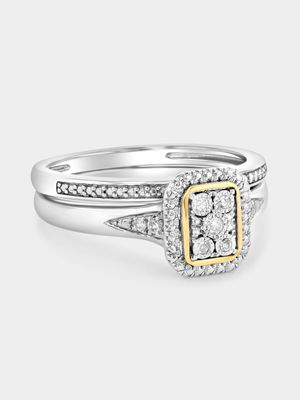Yellow Gold & Sterling Silver 0.4ct Lab Grown Diamond Cushion Twinset Ring