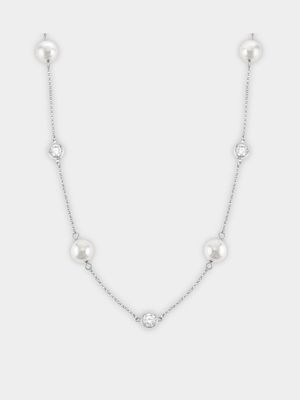 Cheté Sterling Silver Freshwater Pearl & Cubic Zirconia Necklace