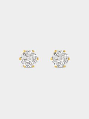 Stainless Steel Gold Plated Cubic Zirconia Stud Earrings