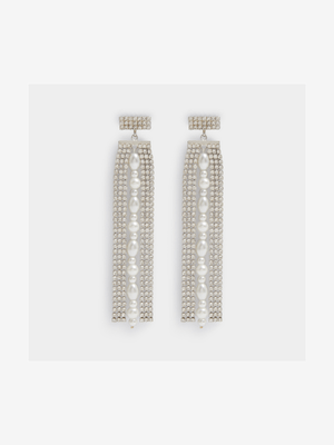 Luella Pearl Diamante Shoulder Duster Earrings - Jewellery