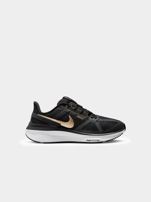 Womens Nike Air Zoom Structure 25 Black/Metallic Gold Running Shoes