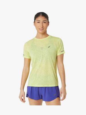 Womens Asics Metarun Short Sleeve Yellow Tee