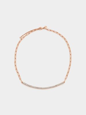 Rose Gold Plated Women’s Paperclip Link Tennis Necklace