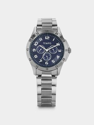 Tempo Men’s Gunmetal Plated Blue Dial Bracelet Watch