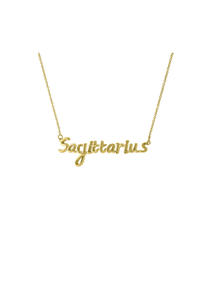 Sagittarius Script Brass Pendant on Chain