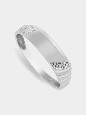Sterling Silver & Diamond Side Detail Men’s Ring