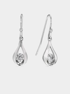 Sterling Silver & Cubic Zirconia Solitaire Women's Teardrop Earrings