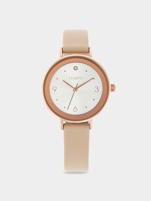 Tempo Ladies Sand Leather Watch