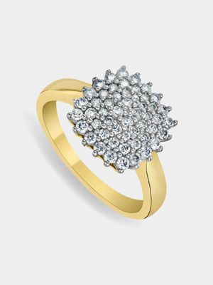 9ct Yellow Gold & 0.54ct Diamond Cushion Cluster Ring