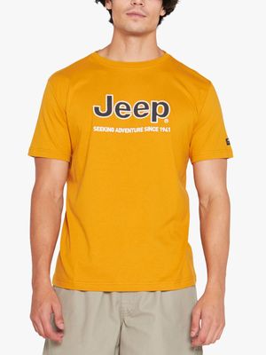 Men's Plus Jeep Yellow Logo Applique T-Shirt