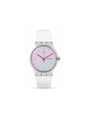 Swatch Polawhite & Pink Dial Silicone Watch