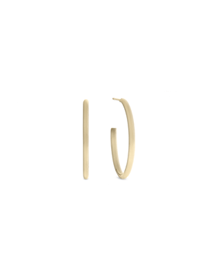 Yellow Gold, Large Open End Gold Hoop Earrings