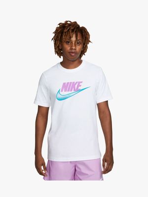 Mens Nike Sportswear Futura White/Pink Tee
