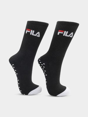 Fila Deckle 3/4 Black 6-11 Grip Socks 2-pack