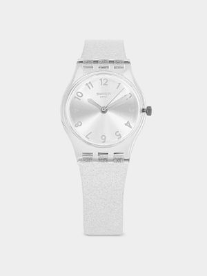 Swatch Silver Glistar Silicone Watch