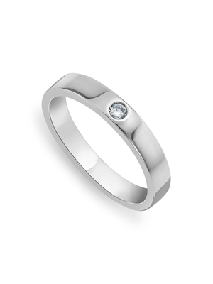 Sterling Silver Solitaire Cubic Zirconia Men's Skinny Ring
