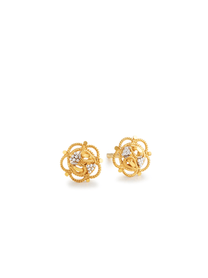 Yellow & White Gold Rope Stud Earrings