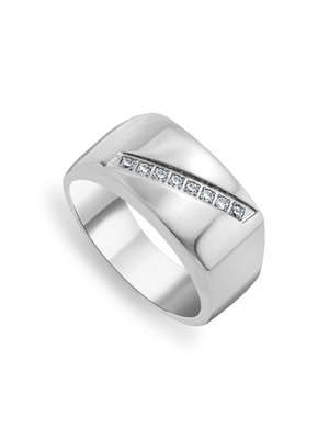 Stainless Steel Cubic Zirconia Diagonal Channel Ring