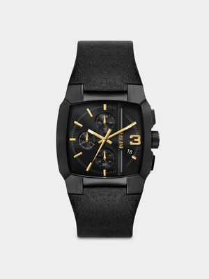 Diesel Cliffhanger Black Plated Stainless Steel Chronograph Leather Watch