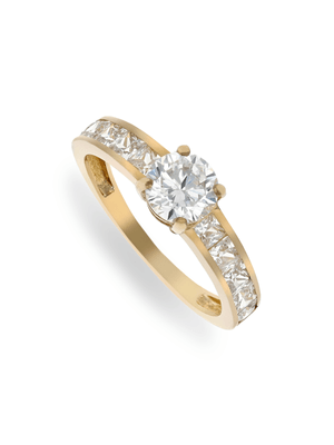 Yellow Gold & Cubic Zirconia Woman's Radiant Dress Ring