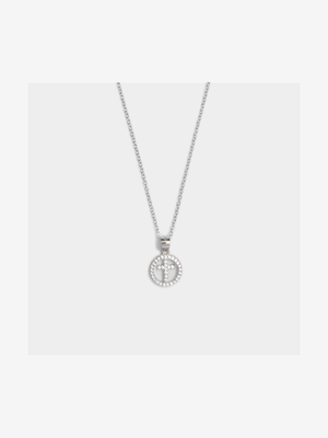 Sterling Silver CZ Cross Pendant on Chain
